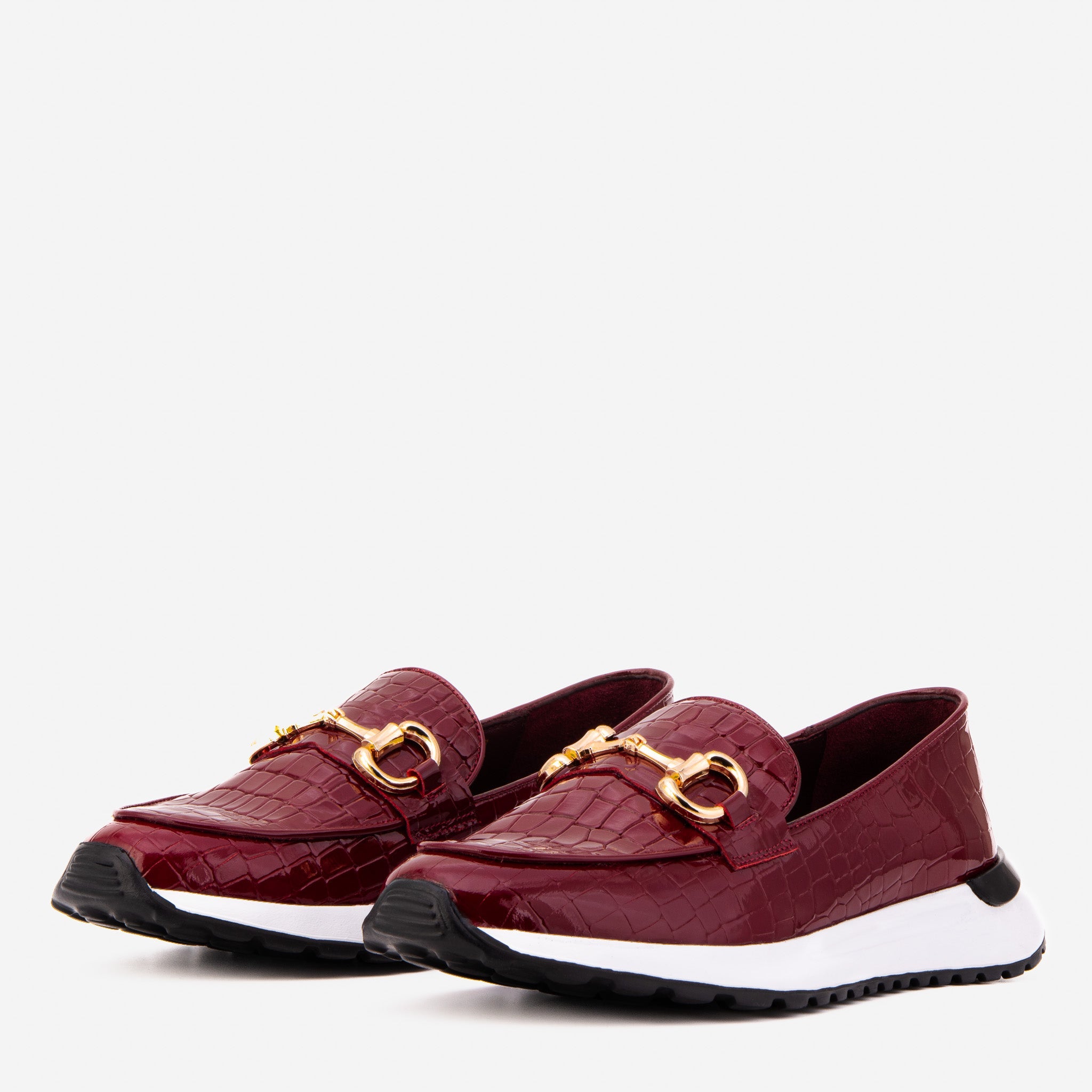 The Milan Burgundy Croc-Embossed Patent Leather Sneaker