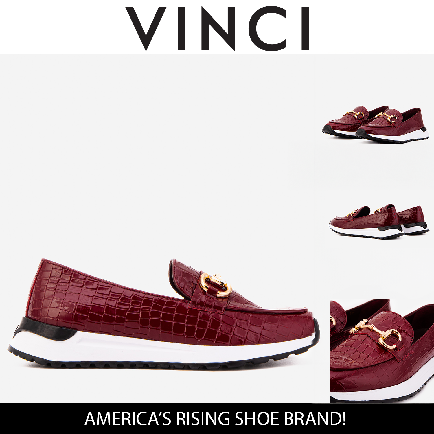 The Milan Burgundy Croc-Embossed Patent Leather Sneaker