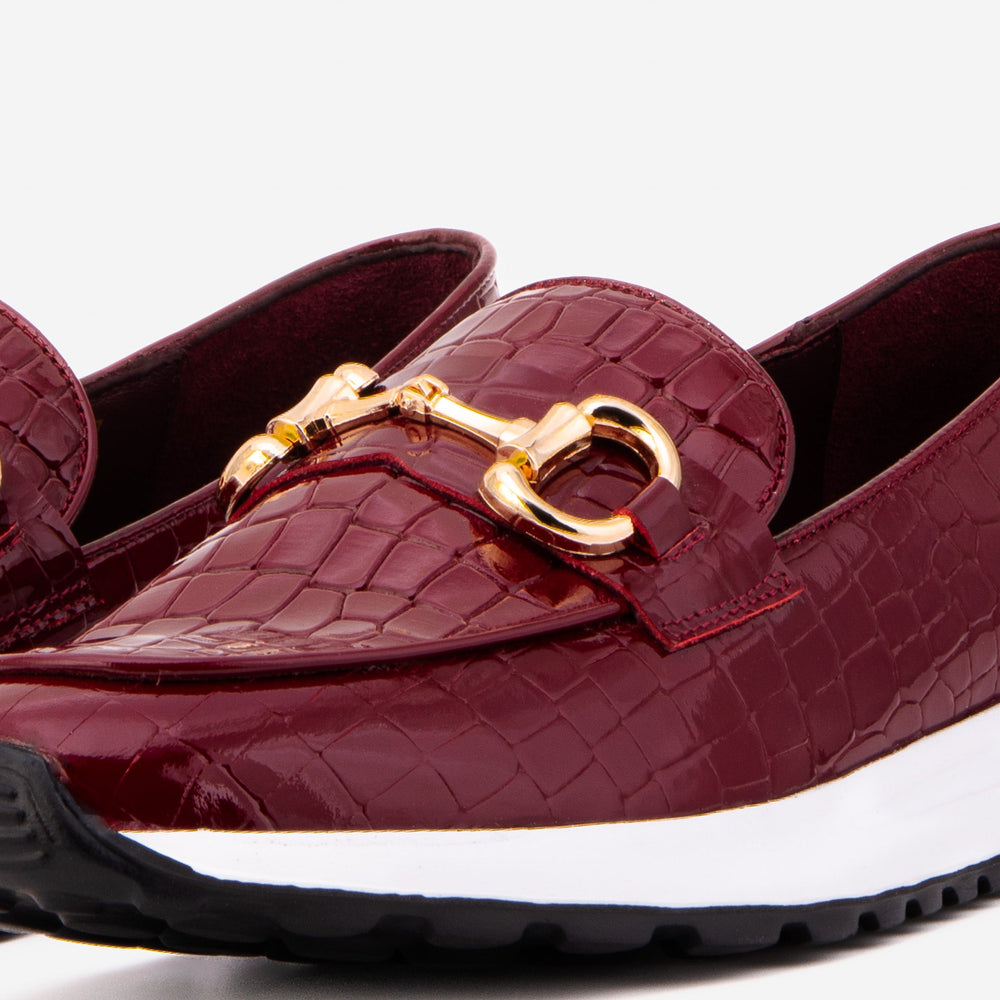The Milan Burgundy Croc-Embossed Patent Leather Sneaker