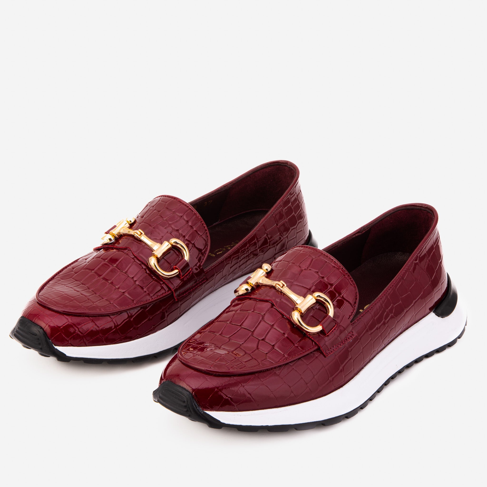 The Milan Burgundy Croc-Embossed Patent Leather Sneaker