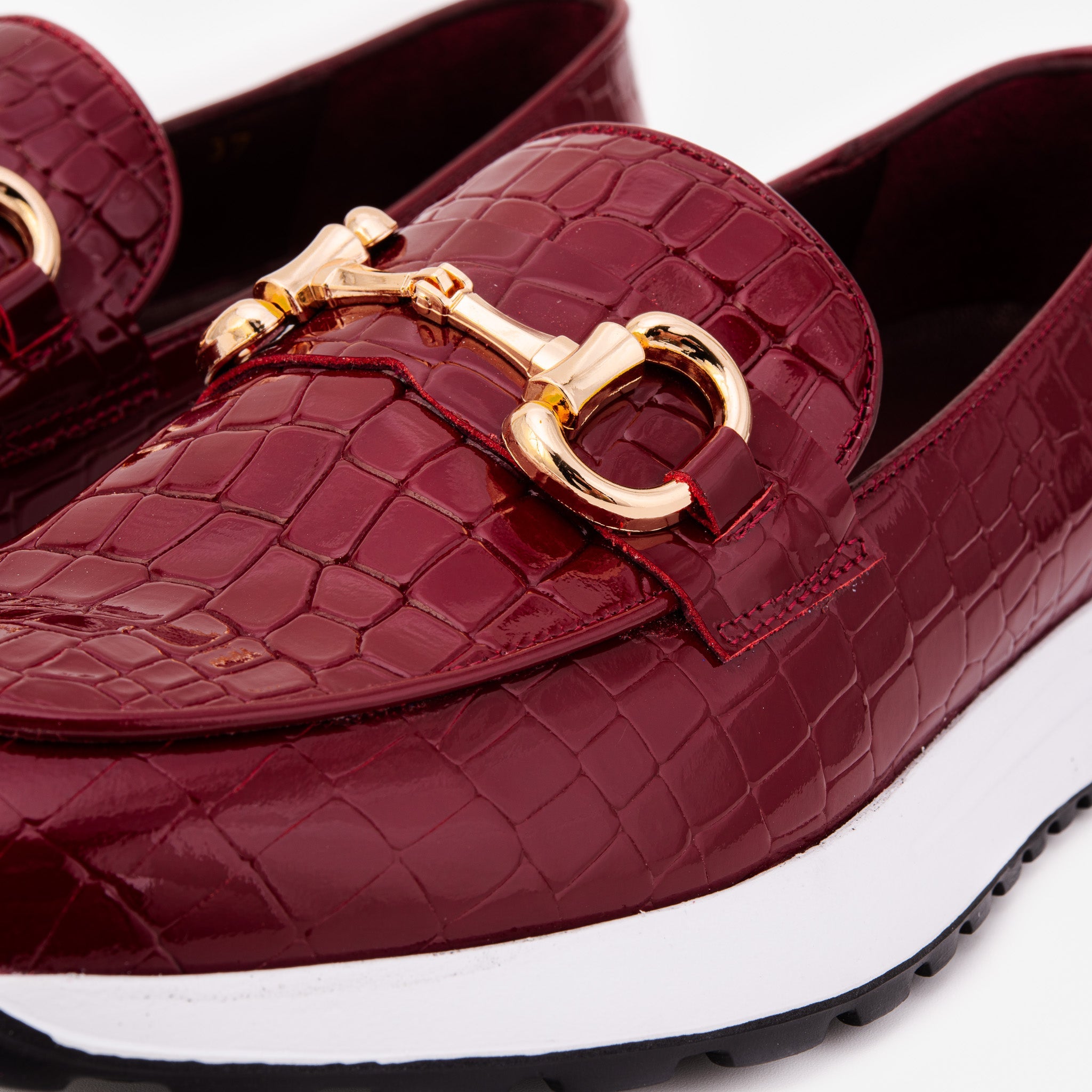 The Milan Burgundy Croc-Embossed Patent Leather Sneaker