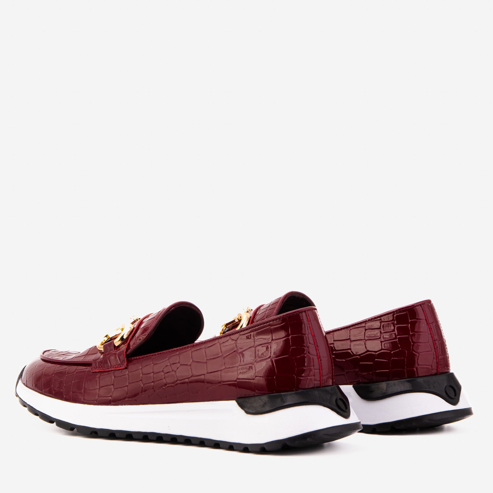 The Milan Burgundy Croc-Embossed Patent Leather Sneaker