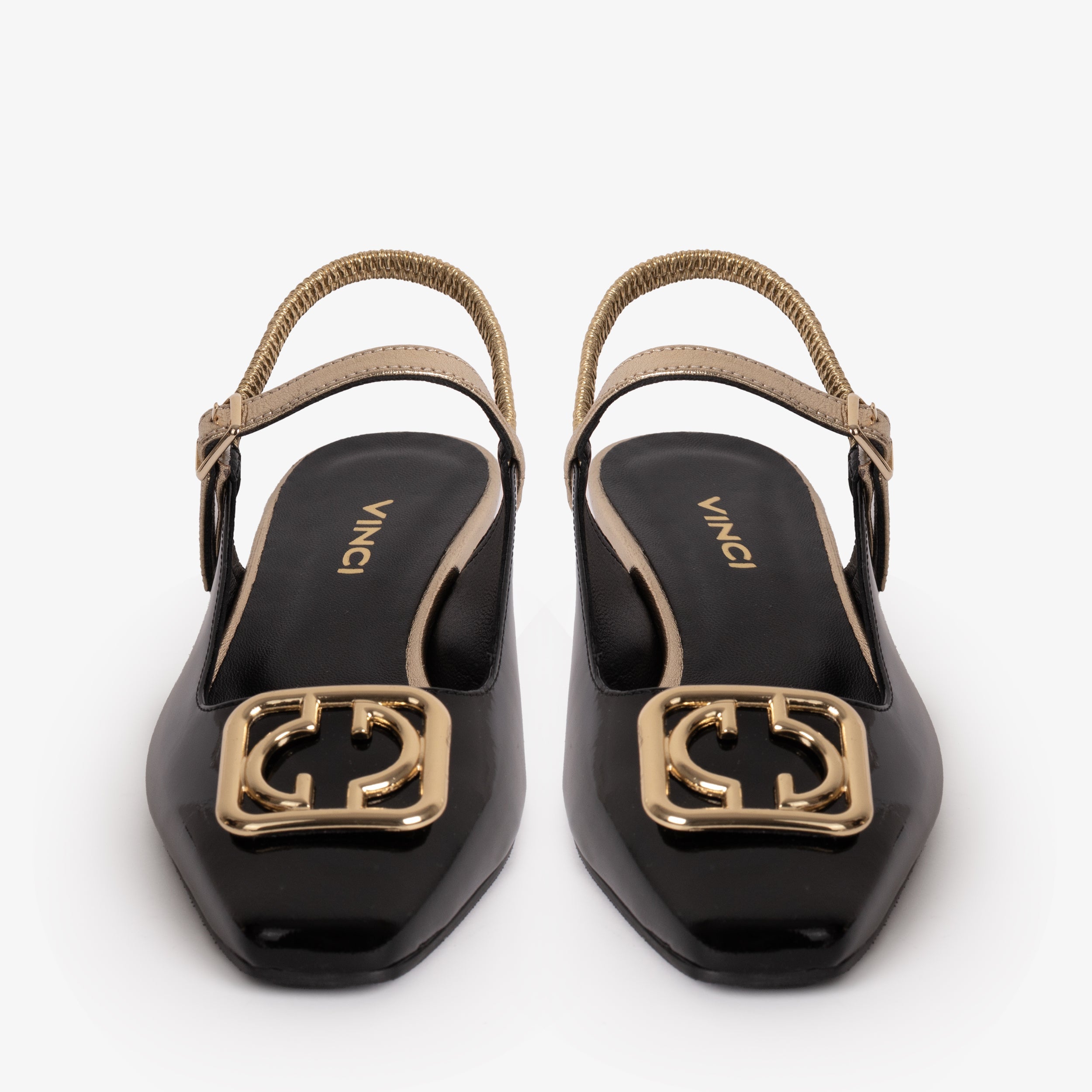 The Rosalinda Black Leather Flat Slingback Sandal