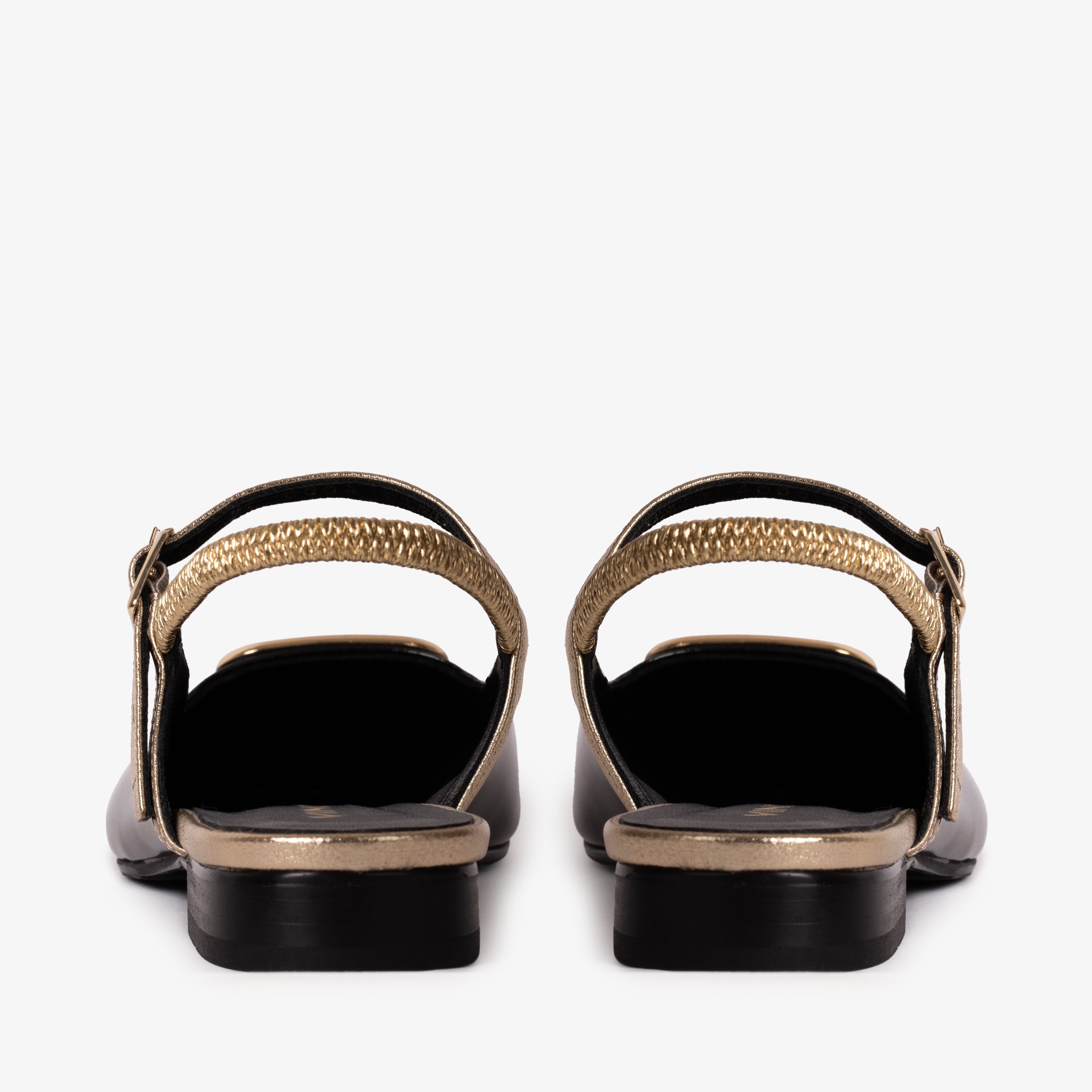 The Rosalinda Black Leather Flat Slingback Sandal