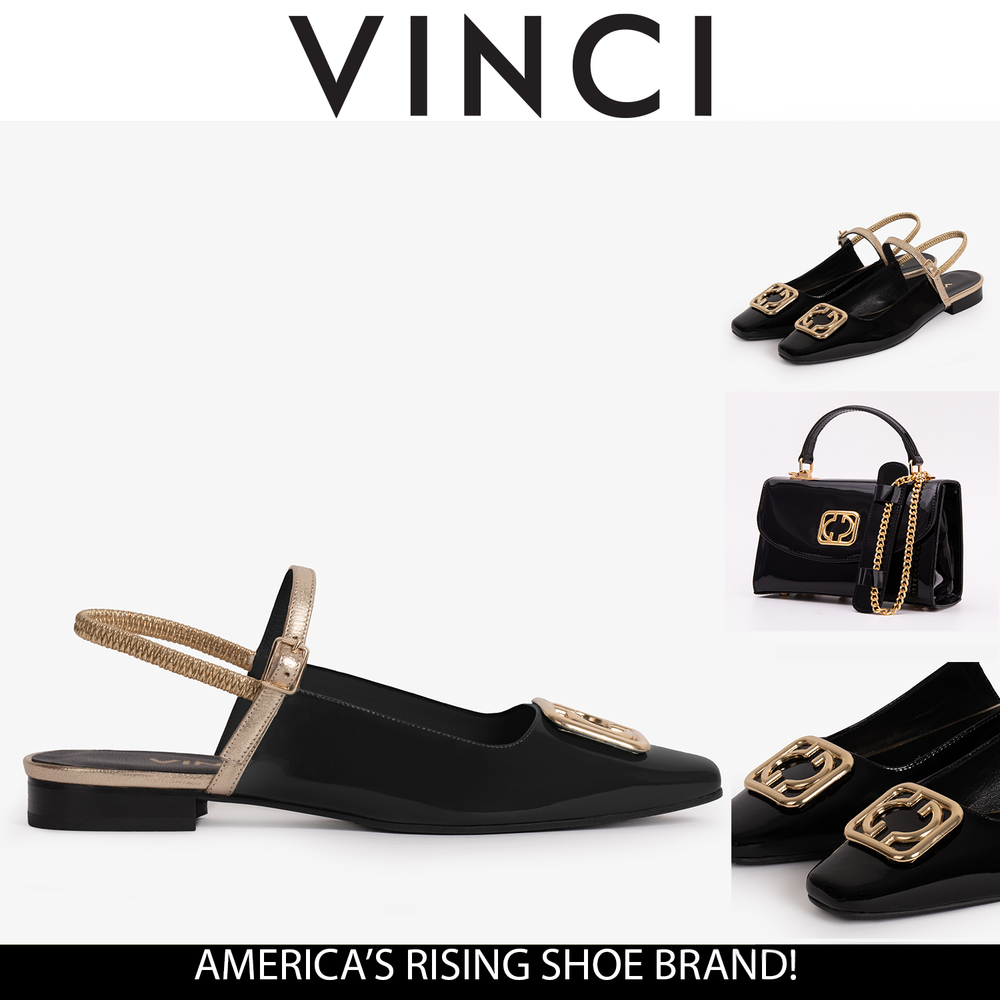 The Rosalinda Black Leather Flat Slingback Sandal