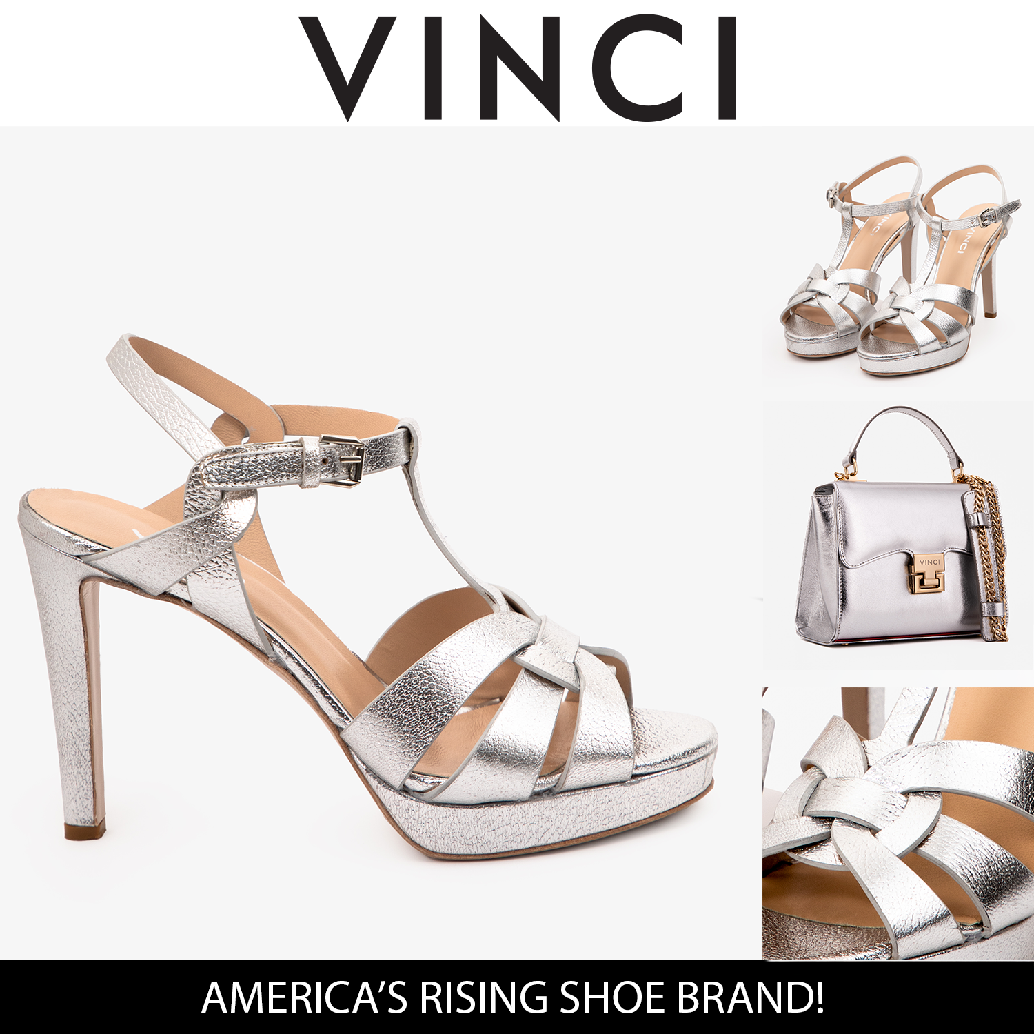 The Parisian Silver Leather T-Strap Platform Heel Sandal