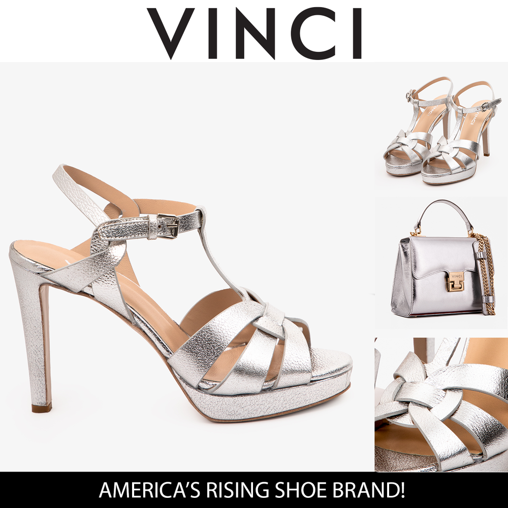 The Parisian Silver Leather T-Strap Platform Heel Sandal