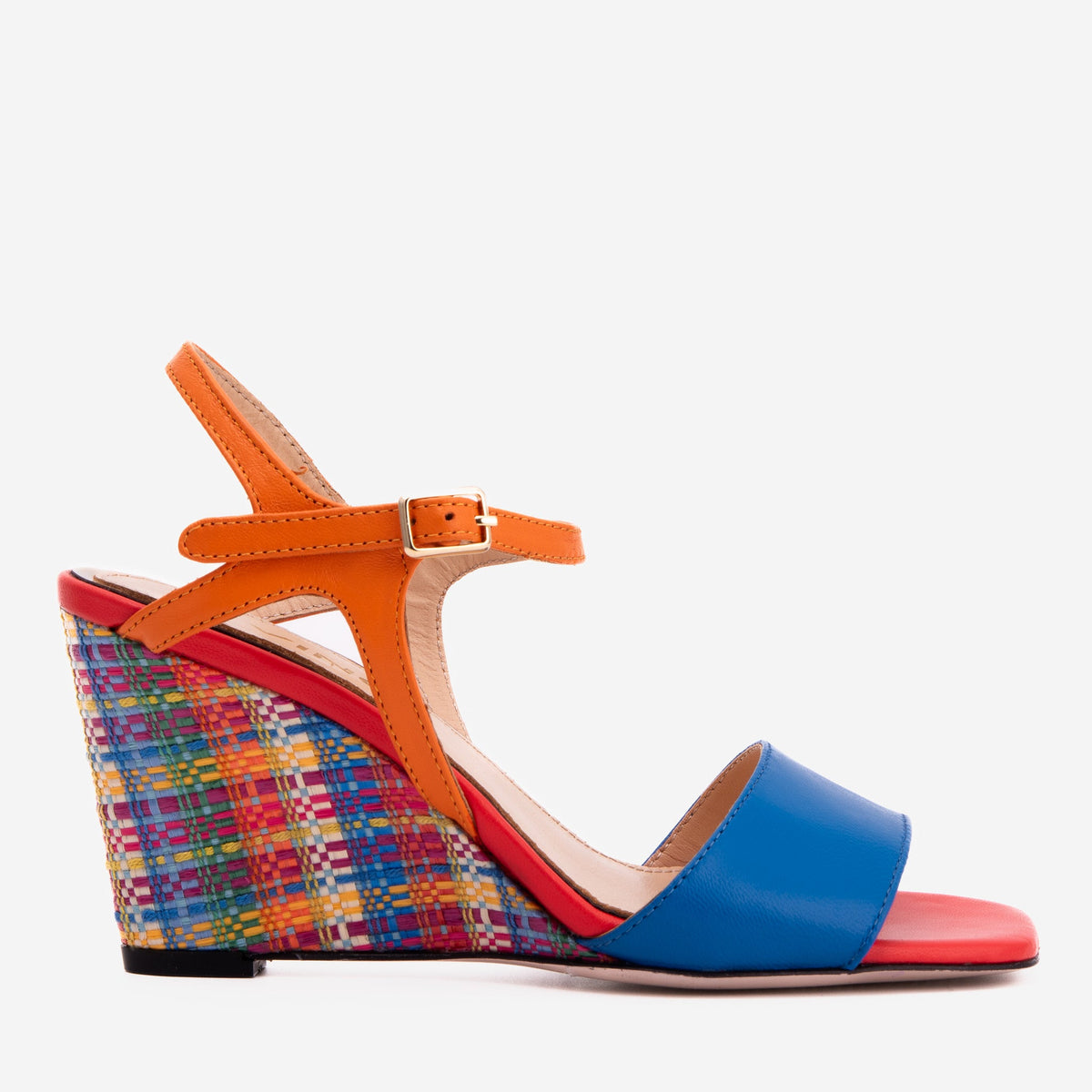 The Mosaic Multicolor Wedge Heel Leather Sandal