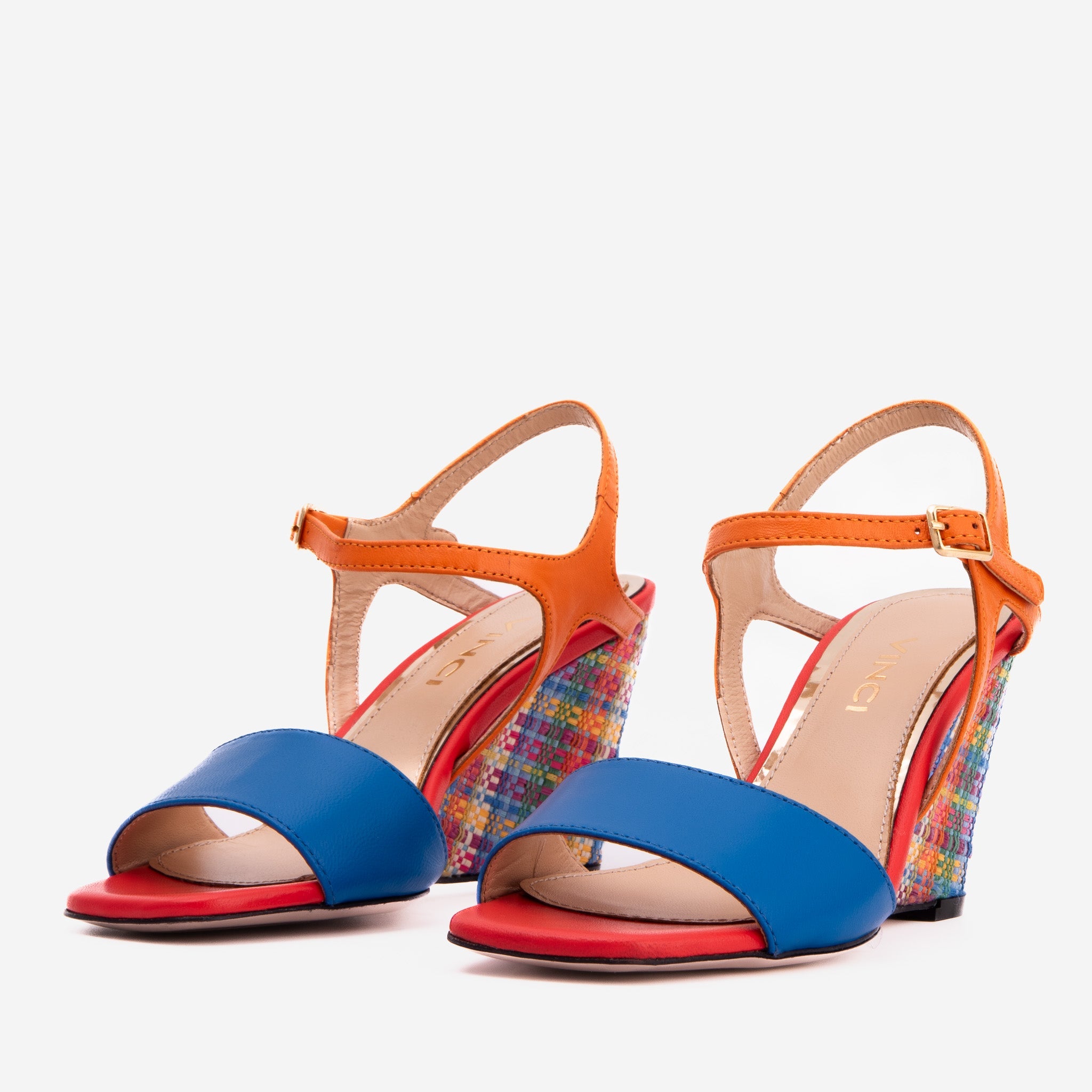 The Mosaic Multicolor Wedge Heel Leather Sandal
