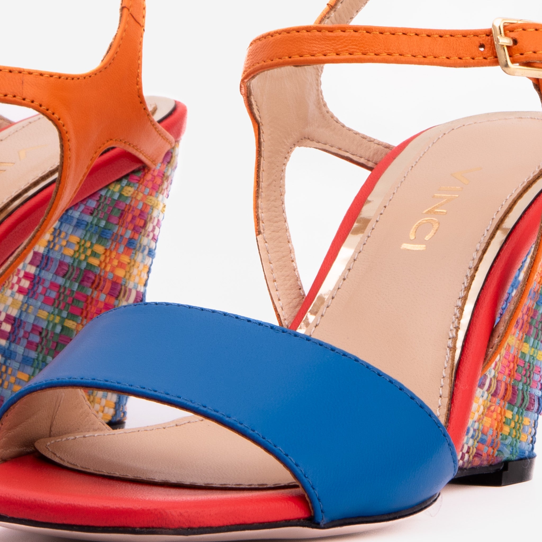 The Mosaic Multicolor Wedge Heel Leather Sandal