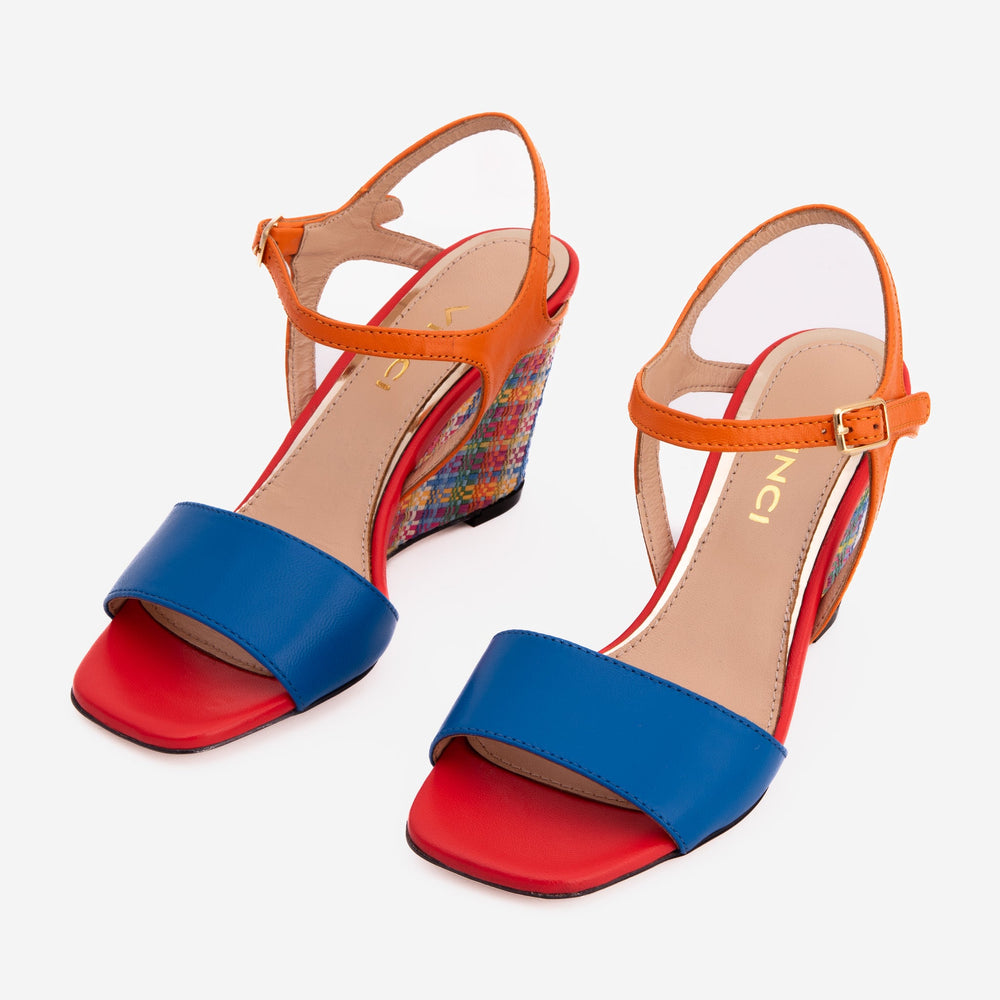 The Mosaic Multicolor Wedge Heel Leather Sandal