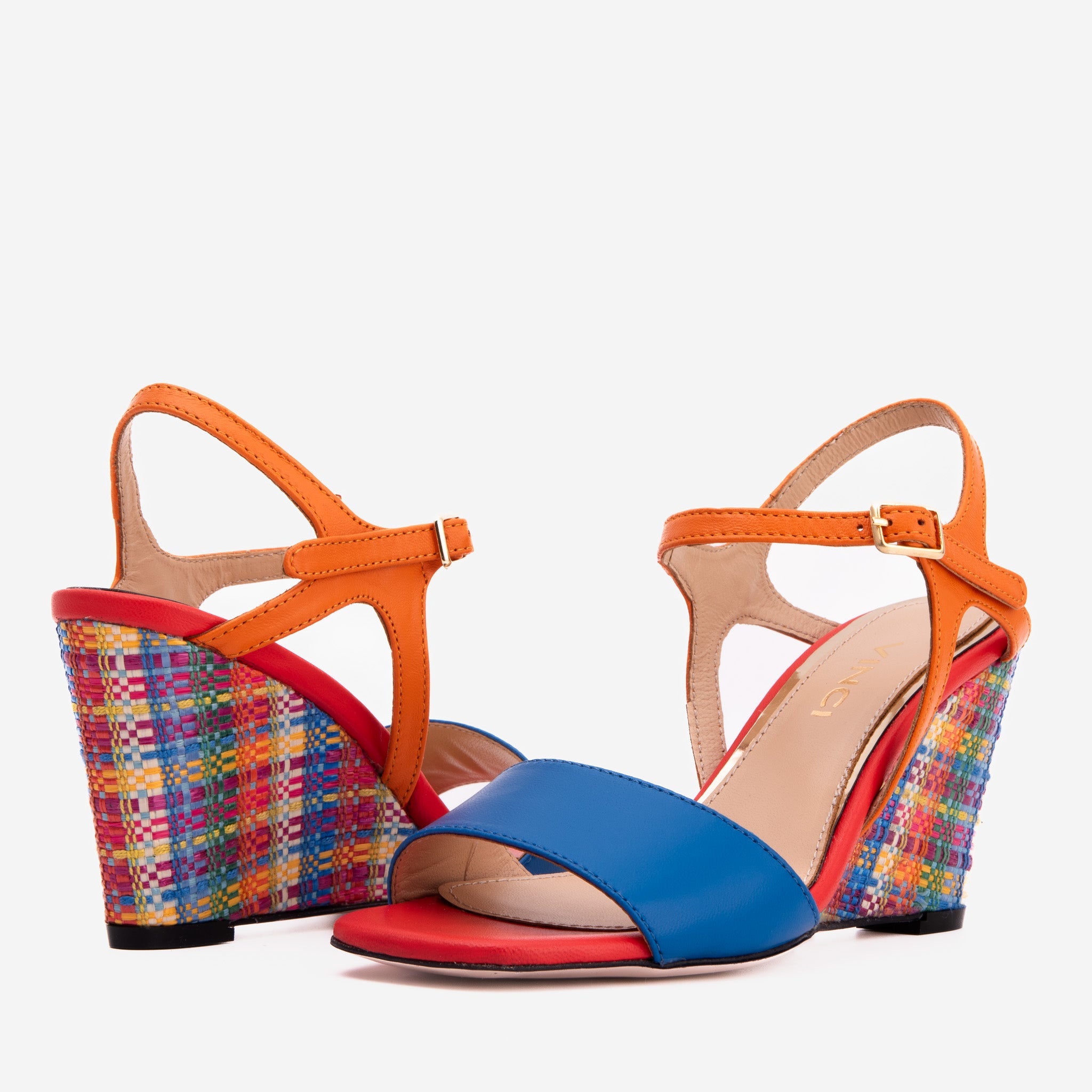The Mosaic Multicolor Wedge Heel Leather Sandal