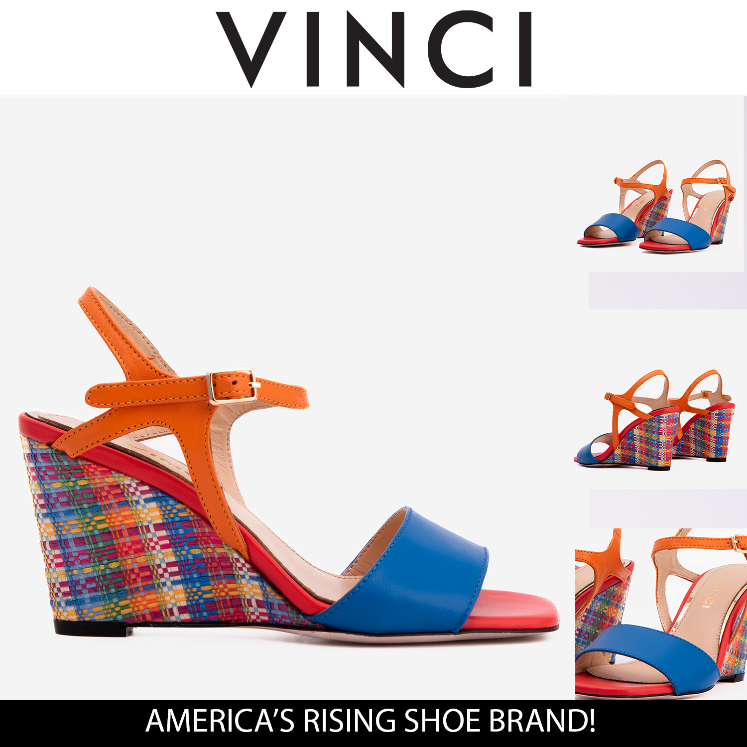 The Mosaic Multicolor Wedge Heel Leather Sandal