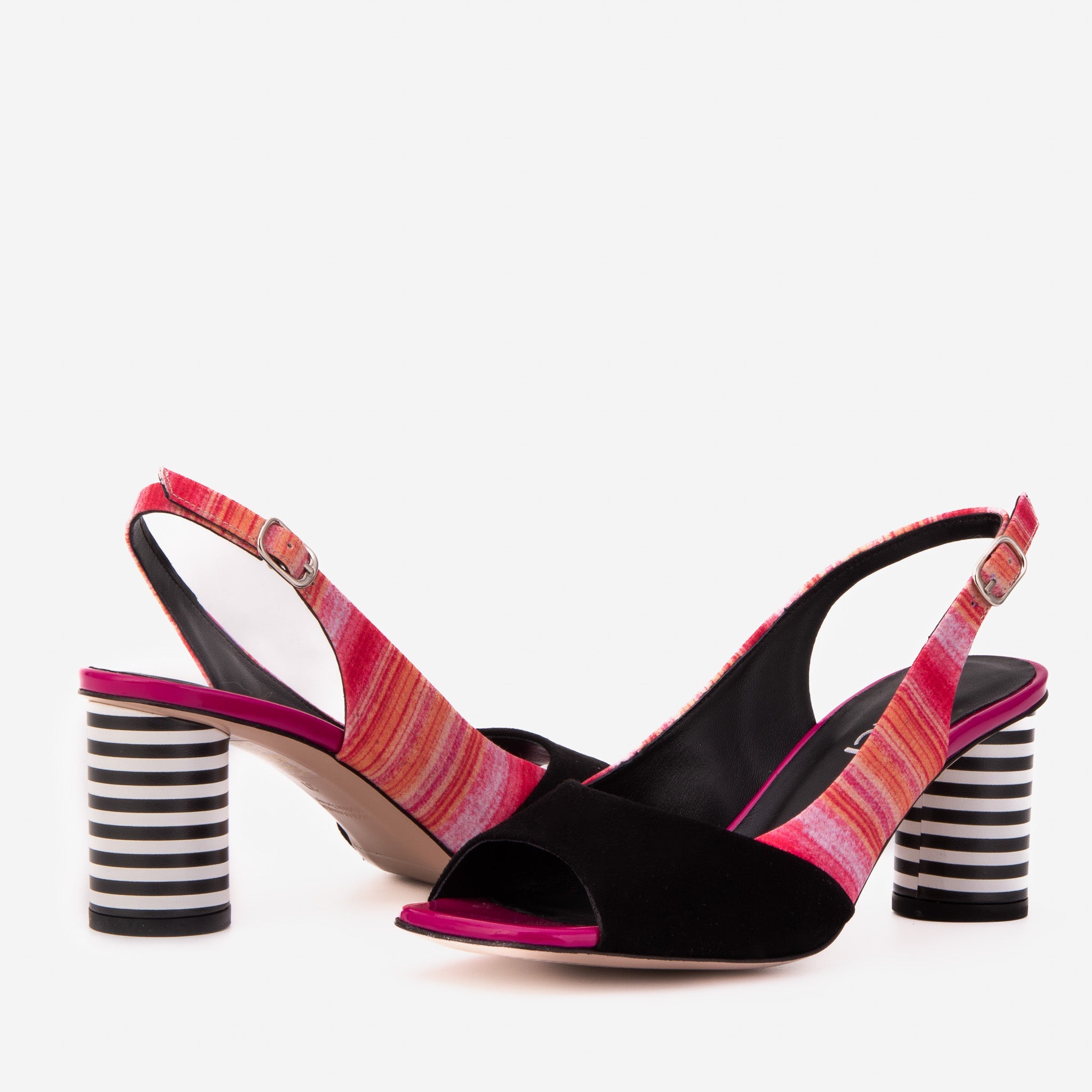 The Spectrum Multicolor Block Heel Leather Slingback Sandal