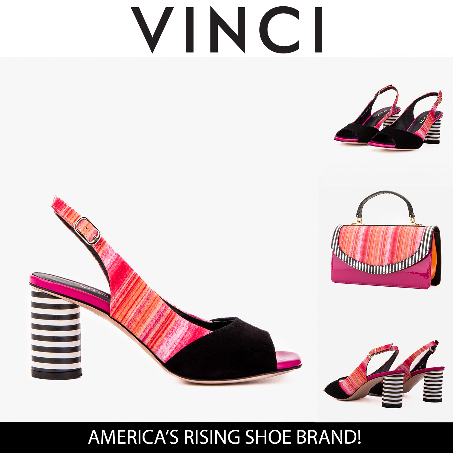 The Spectrum Multicolor Block Heel Leather Slingback Sandal