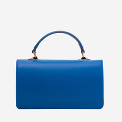 The Zoe Multicolor Tweed Blue Leather Handbag