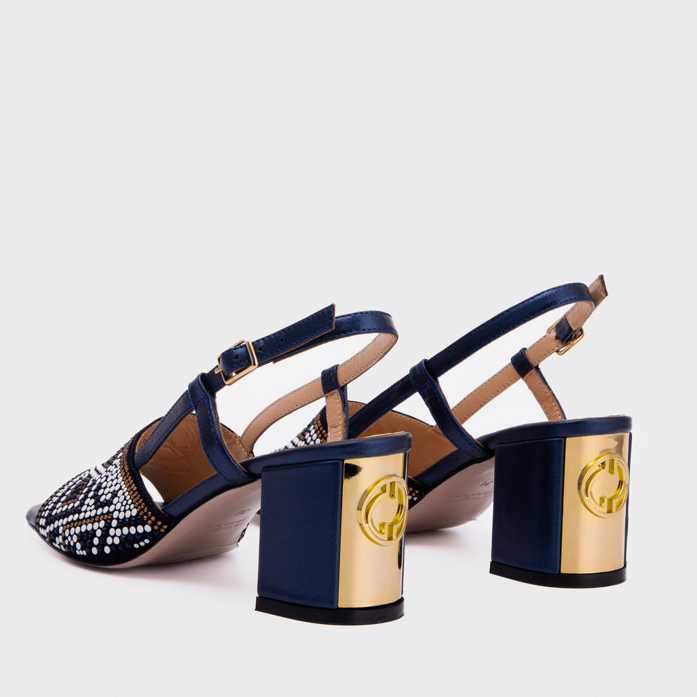 The Nampula Navy Blue Leather Slingback Sandal