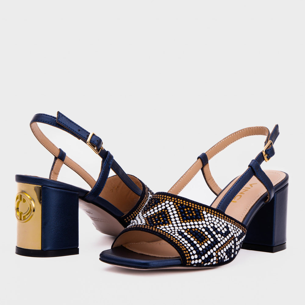 The Nampula Navy Blue Leather Slingback Sandal
