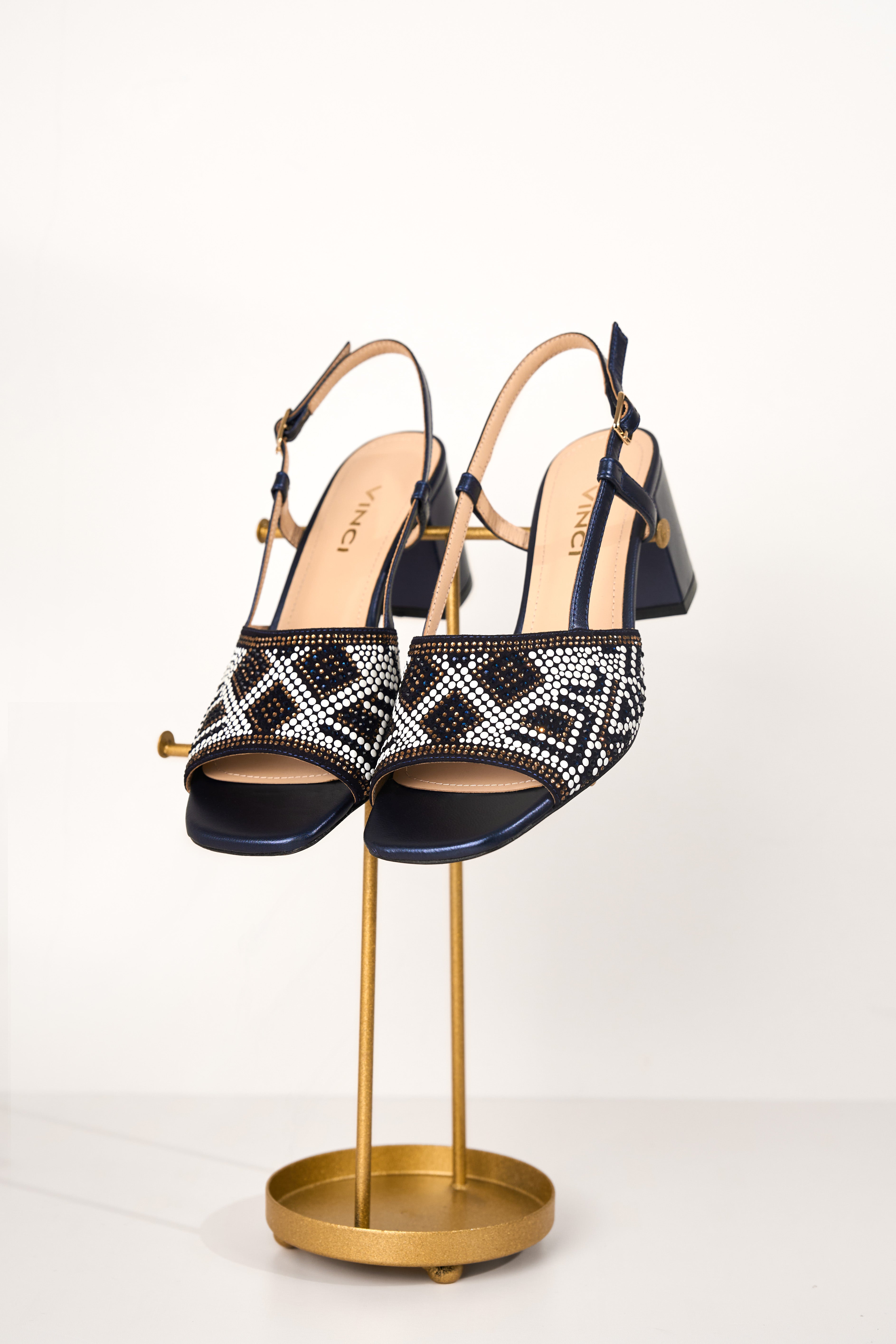 The Nampula Navy Blue Leather Slingback Sandal