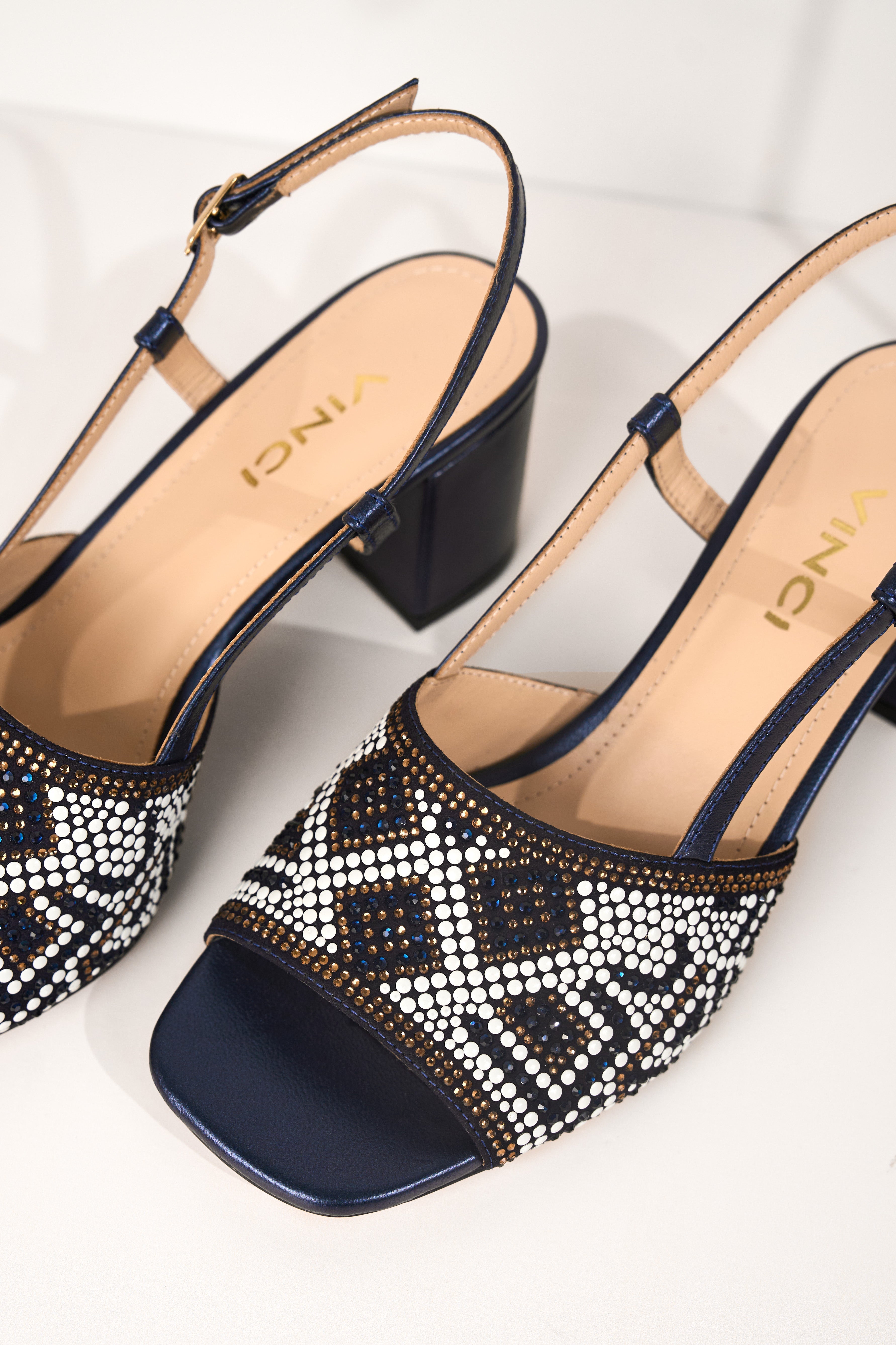 The Nampula Navy Blue Leather Slingback Sandal