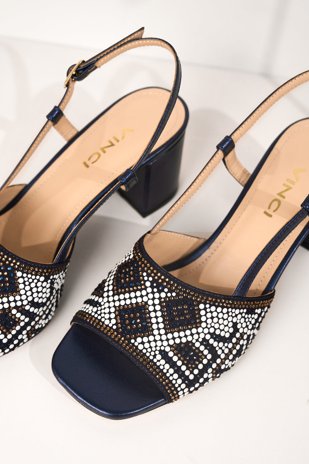 The Nampula Navy Blue Leather Slingback Sandal