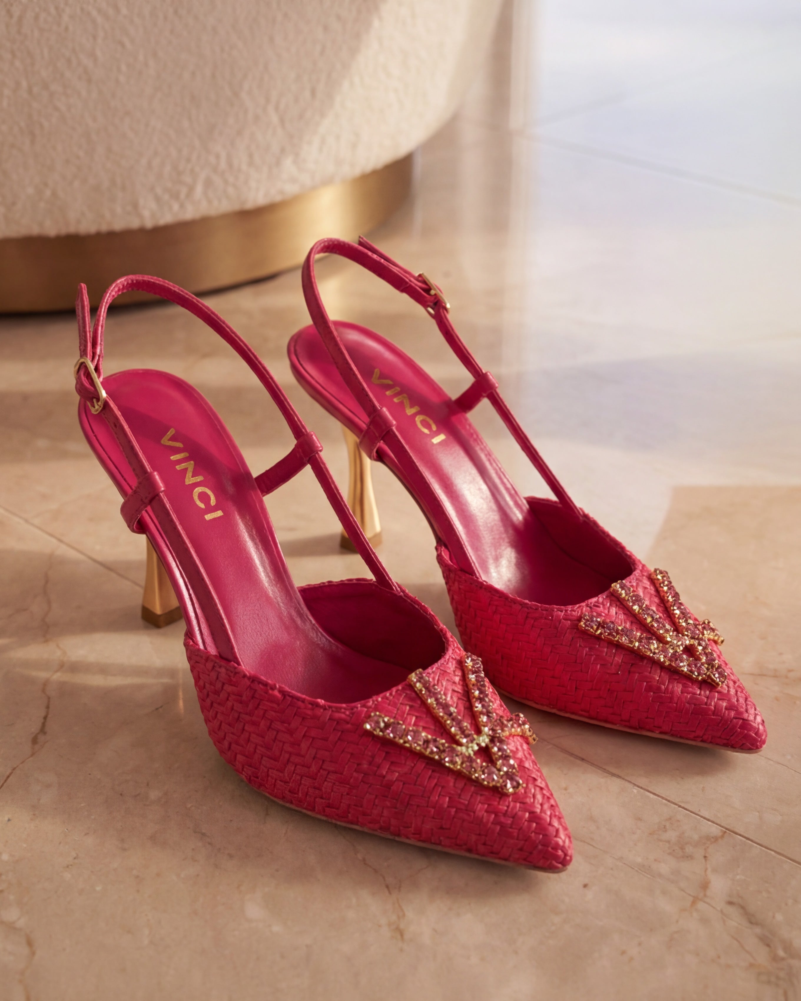 The Luna Fuchsia Leather Slingback Sandal