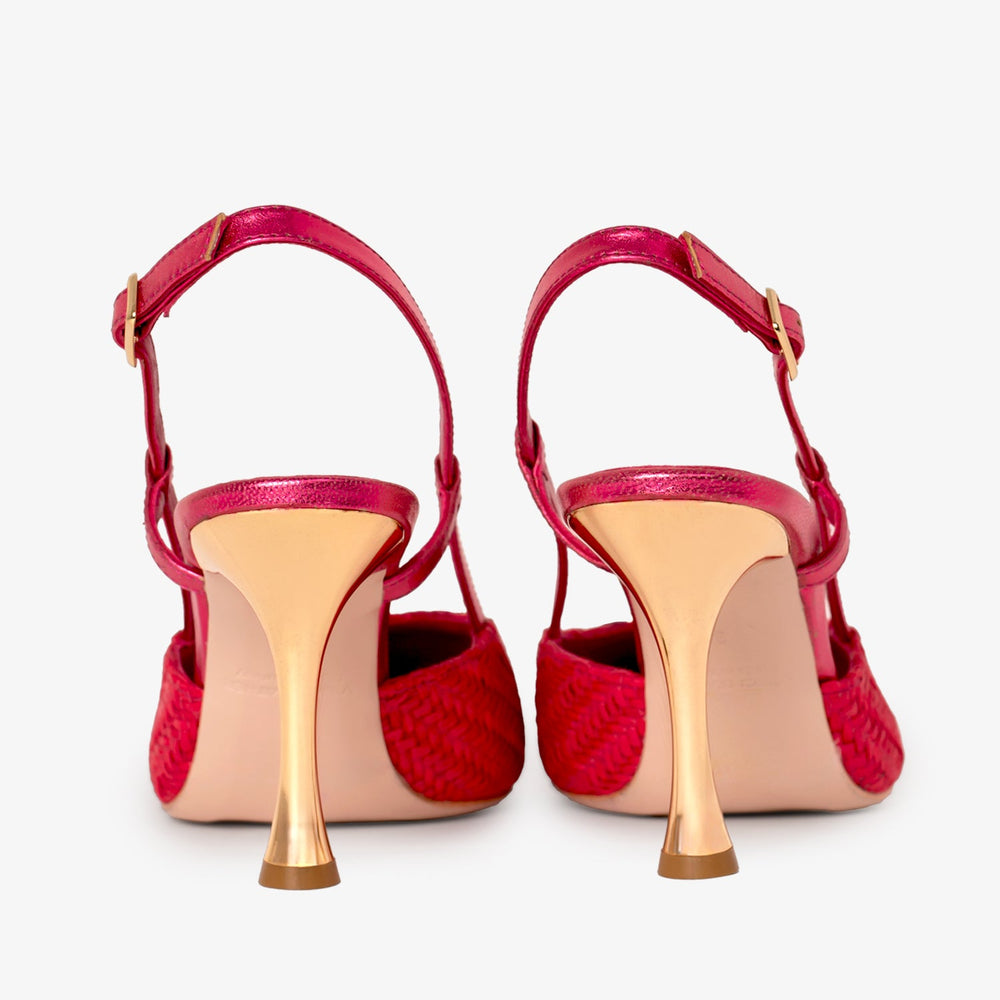 The Luna Fuchsia Leather Slingback Sandal