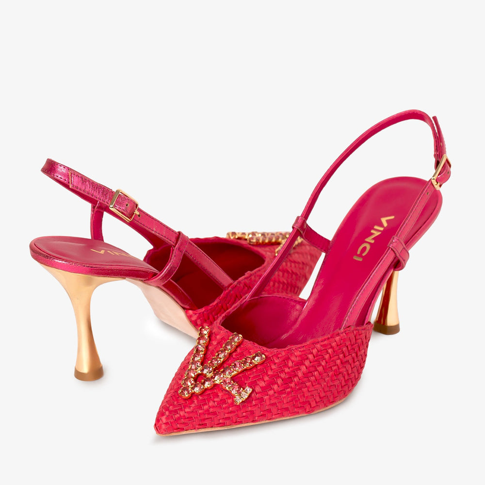 The Luna Fuchsia Leather Slingback Sandal