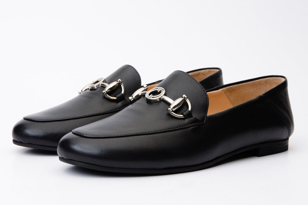 Luanda Black Leather Flat Shoe