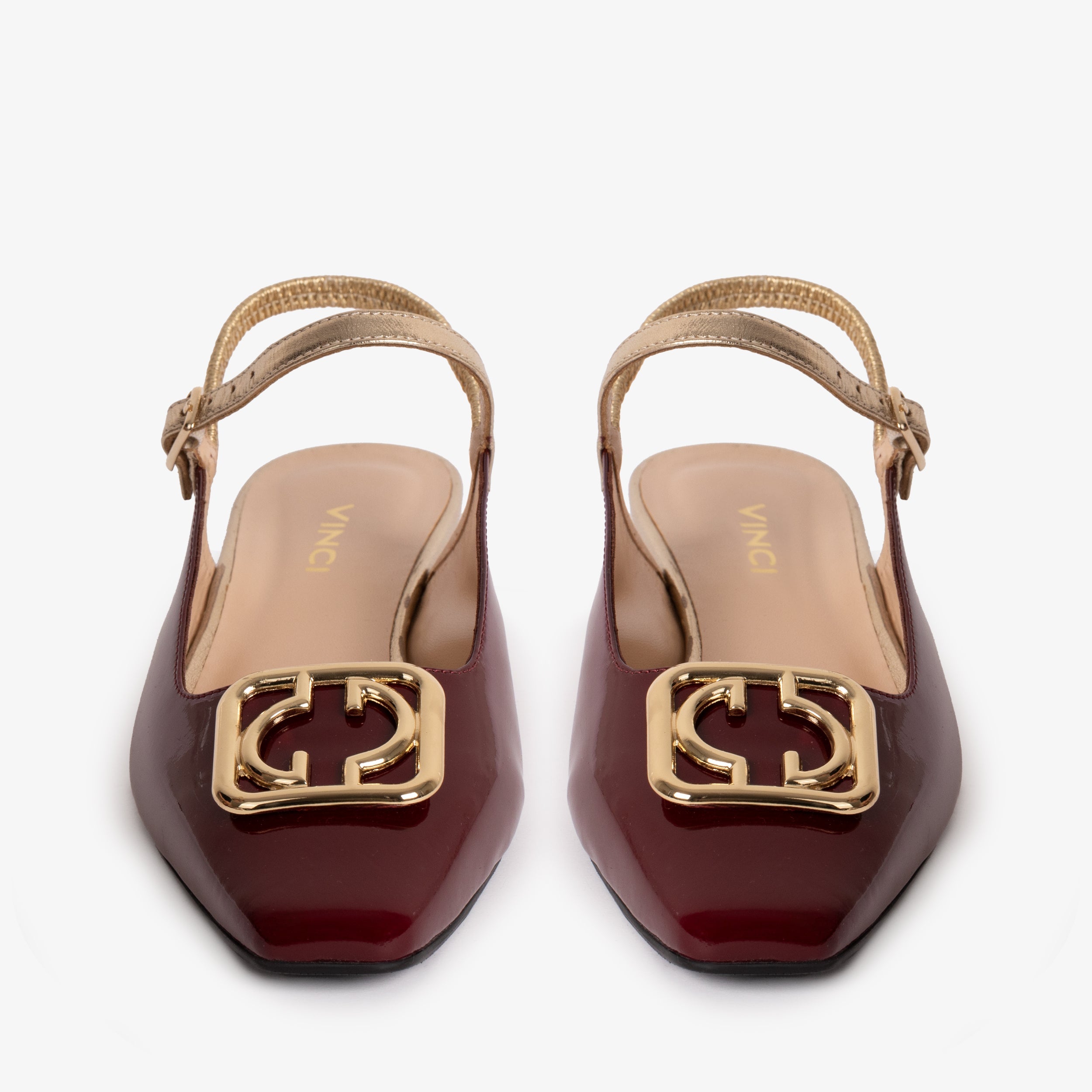 The Rosalinda Burgundy Patent Leather Flat Slingback Sandal