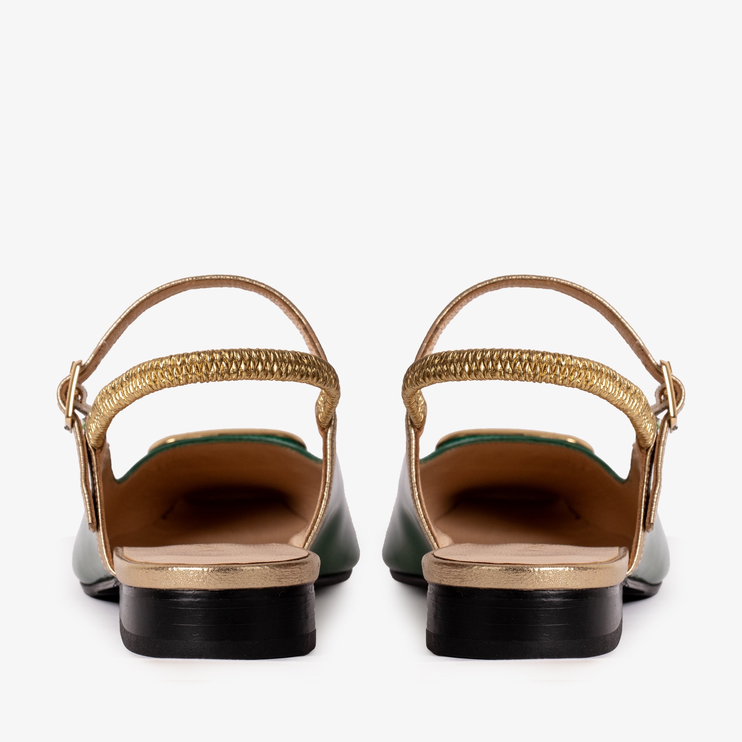 The Rosalinda Green Patent Leather Flat Slingback Sandal