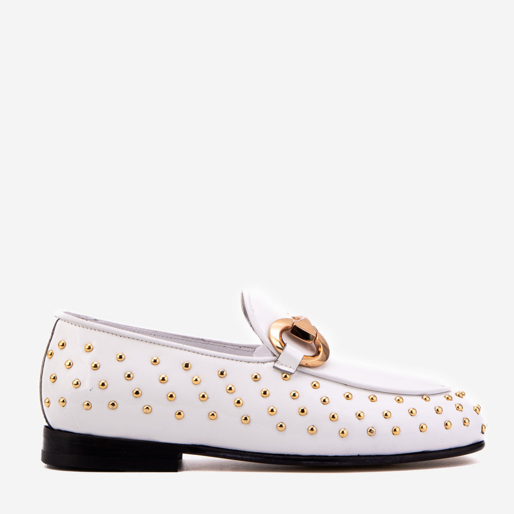 The Jupiter  Shoe White Spike Leather  Bit Dress Loafer Limited Edition  Shoe