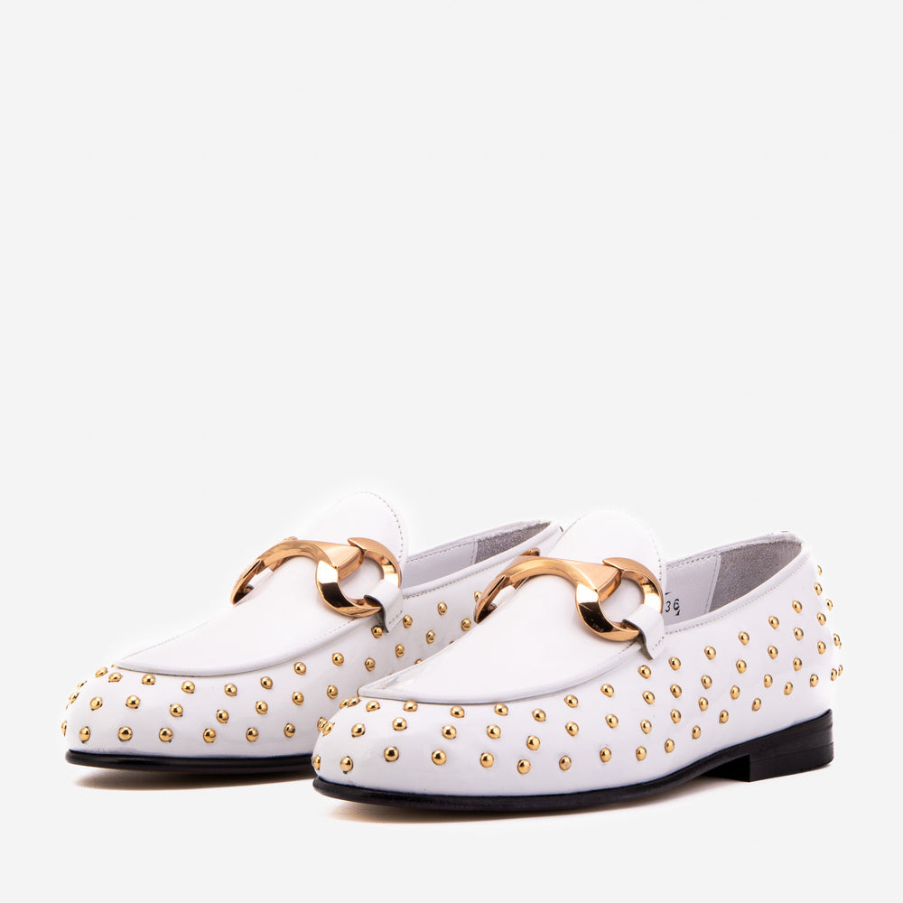 The Jupiter  Shoe White Spike Leather  Bit Dress Loafer Limited Edition  Shoe