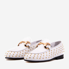 The Jupiter  Shoe White Spike Leather  Bit Dress Loafer Limited Edition  Shoe
