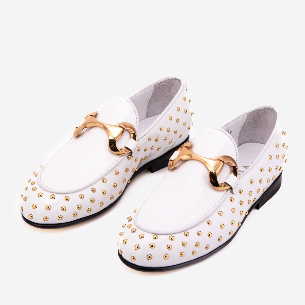 The Jupiter  Shoe White Spike Leather  Bit Dress Loafer Limited Edition  Shoe