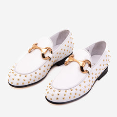 The Jupiter  Shoe White Spike Leather  Bit Dress Loafer Limited Edition  Shoe