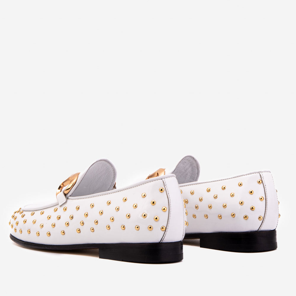 The Jupiter  Shoe White Spike Leather  Bit Dress Loafer Limited Edition  Shoe