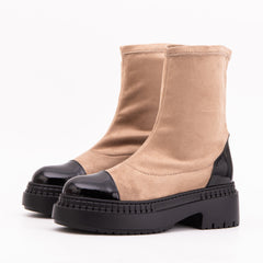 The Sorella Black Tip Beige black Suede Leather Women’s Boot