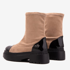 The Sorella Black Tip Beige black Suede Leather Women’s Boot