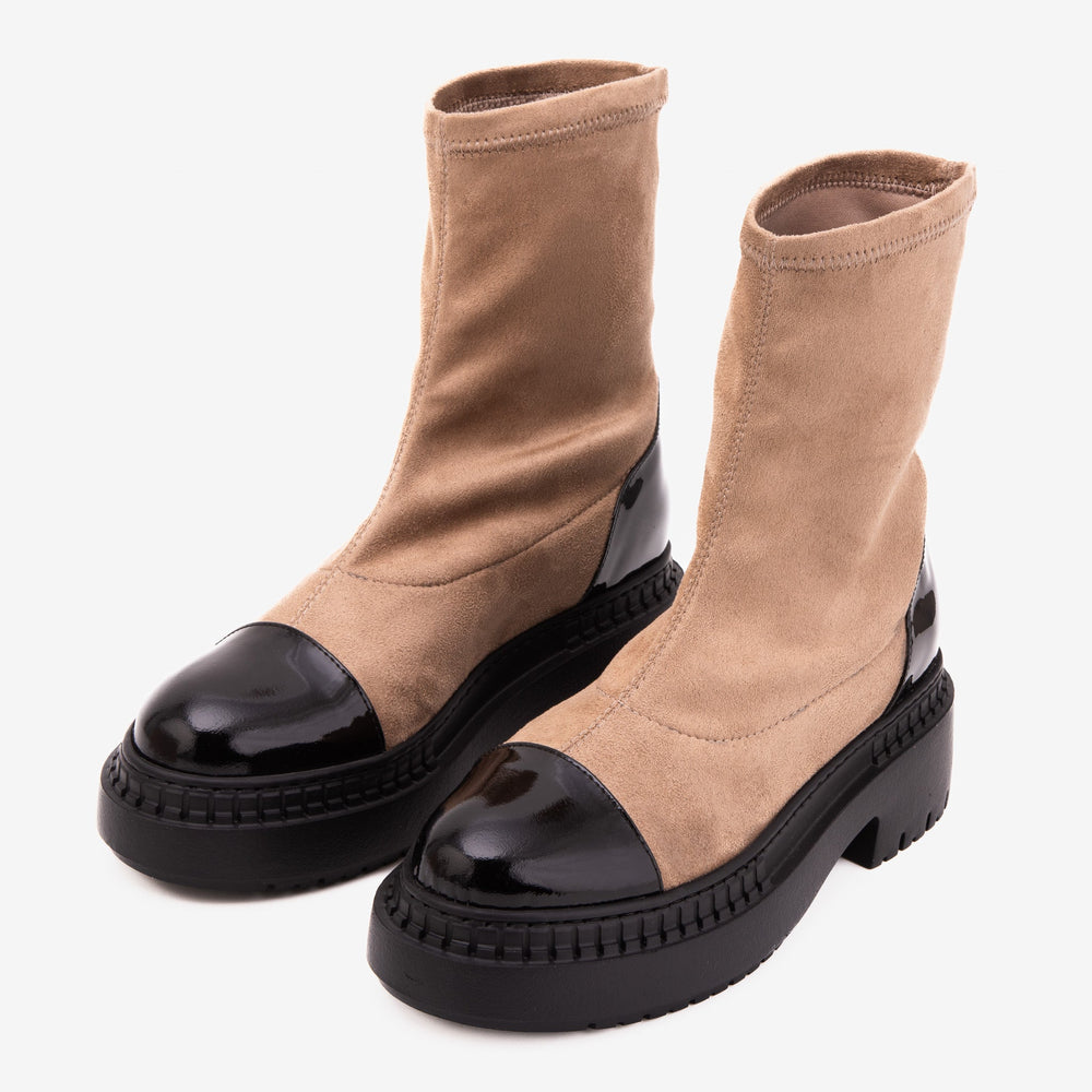 The Sorella Black Tip Beige black Suede Leather Women’s Boot