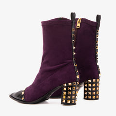 The Amethyst Studded Deep Purple Suede Leather Women’s Boot