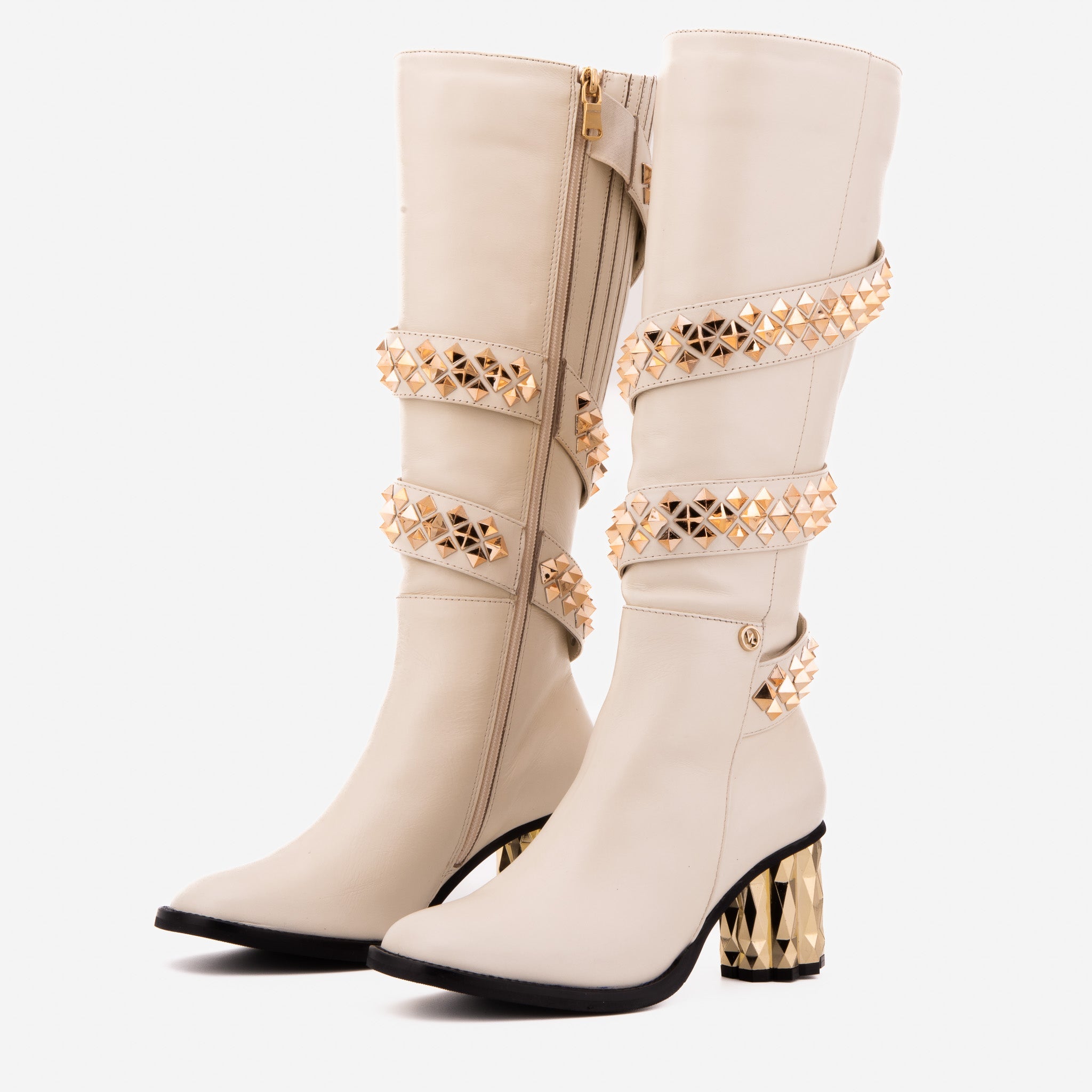The Gladiator Cream Leather Knee High Boot
