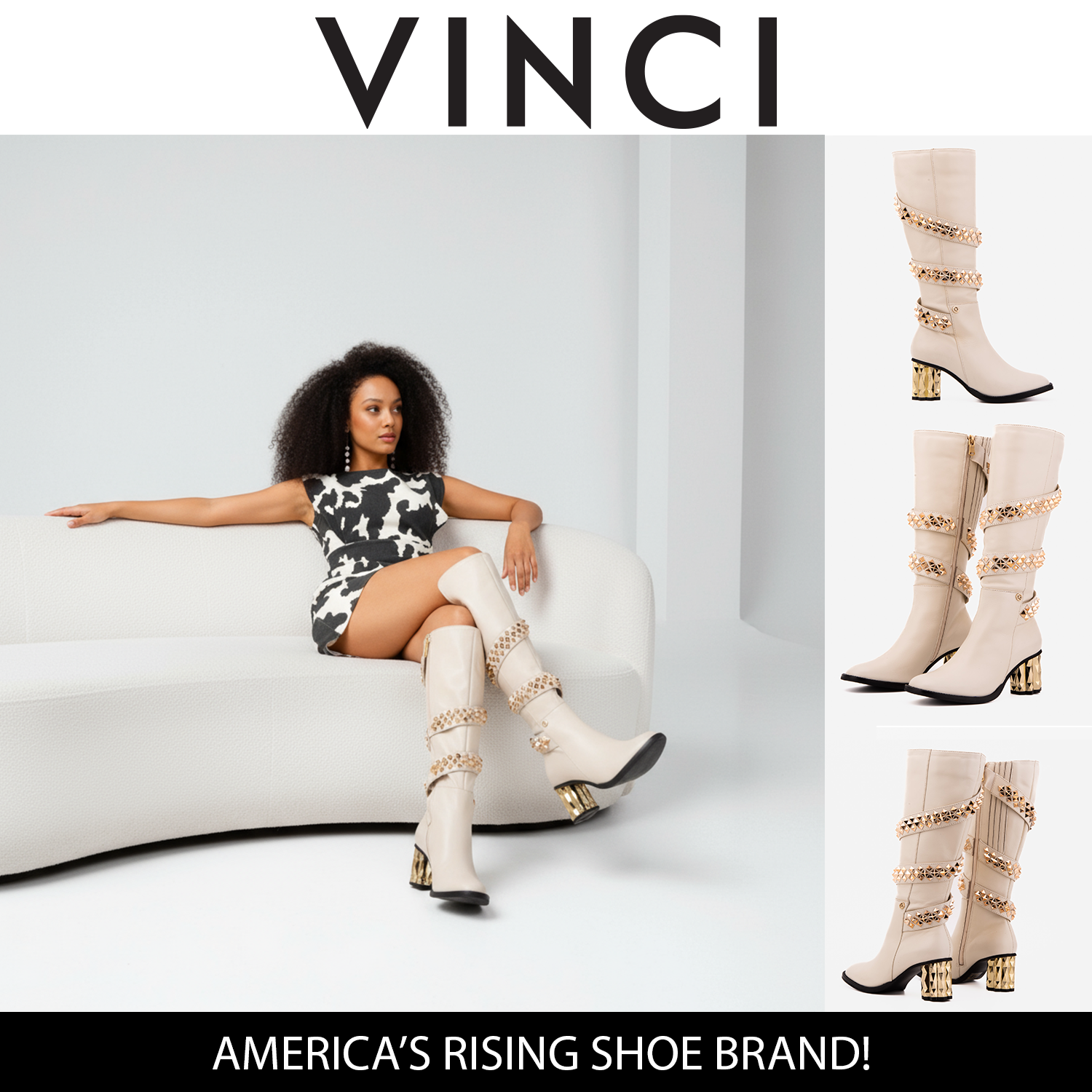 The Gladiator Cream Leather Knee High Boot