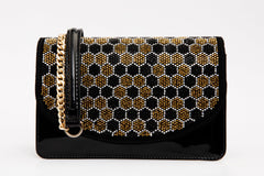 The Bolu Black Glitter Leather Handbag