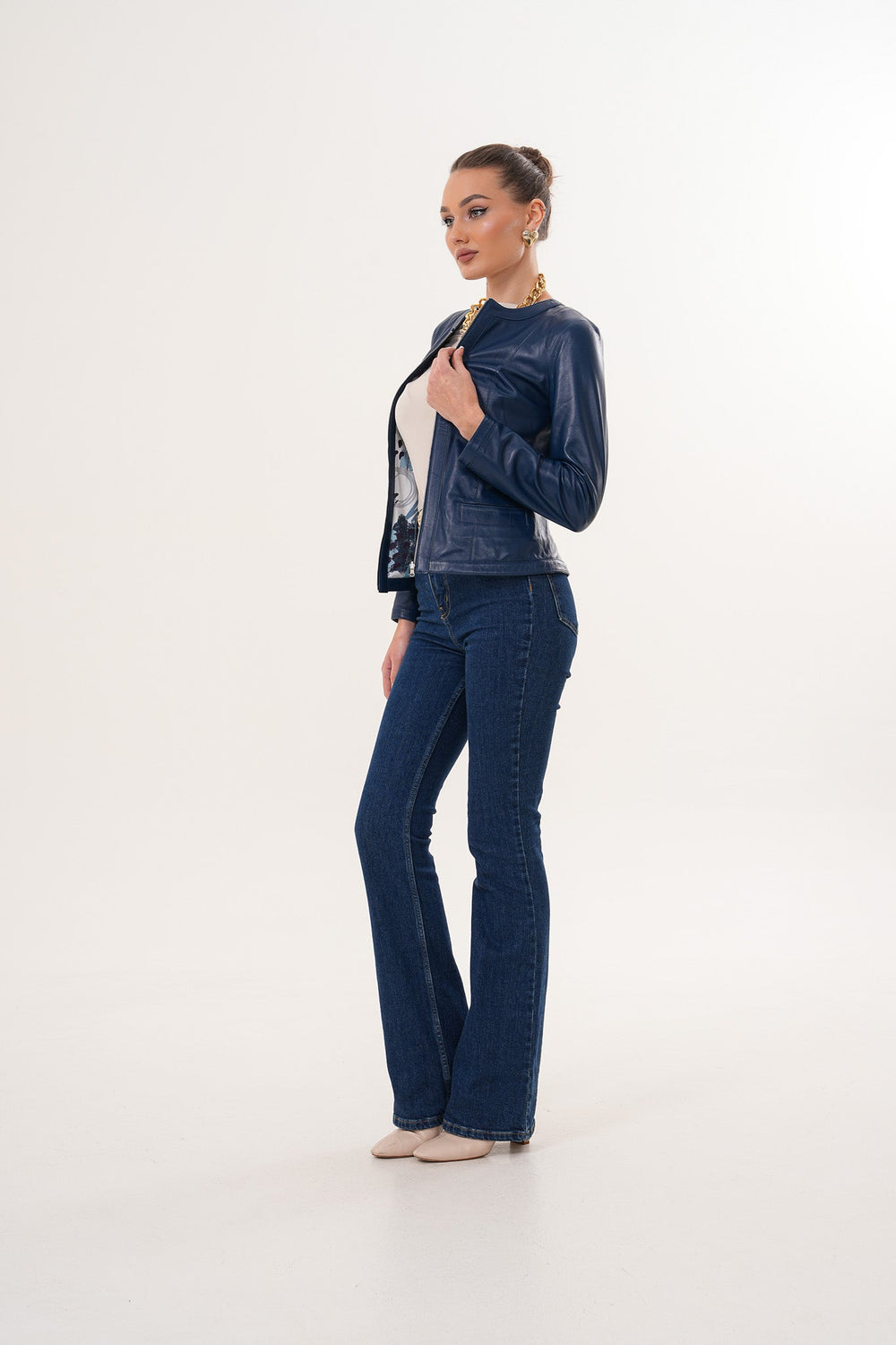 The Nyvessa Reversible Navy Blue Leather Jacket