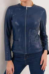 The Nyvessa Reversible Navy Blue Leather Jacket