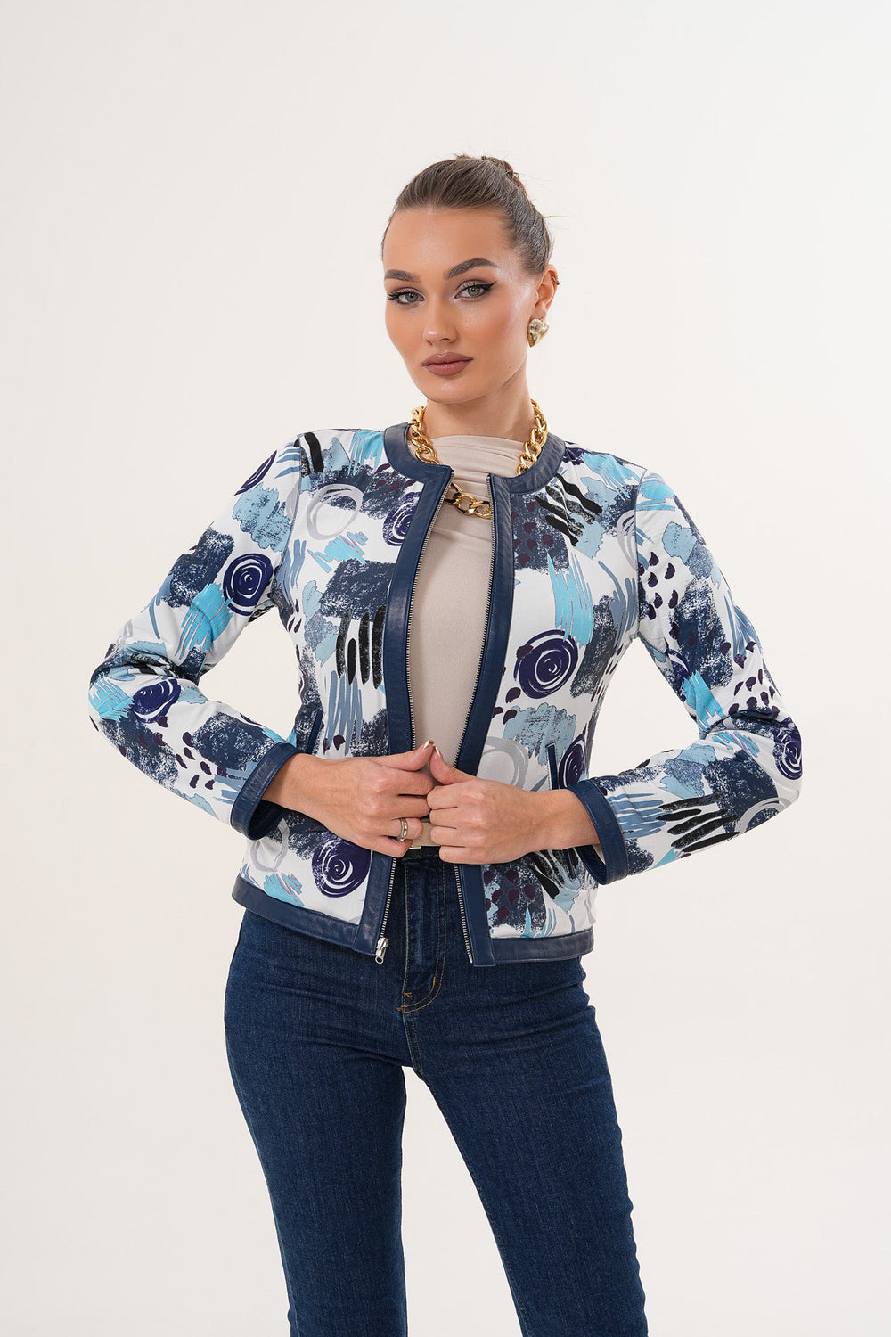 The Nyvessa Reversible Navy Blue Leather Jacket