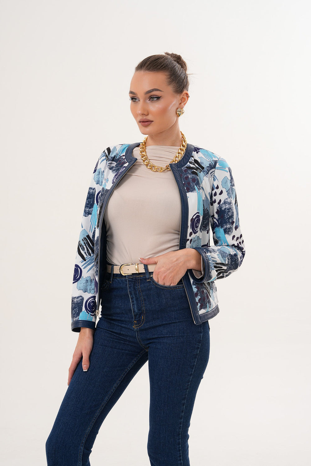 The Nyvessa Reversible Navy Blue Leather Jacket