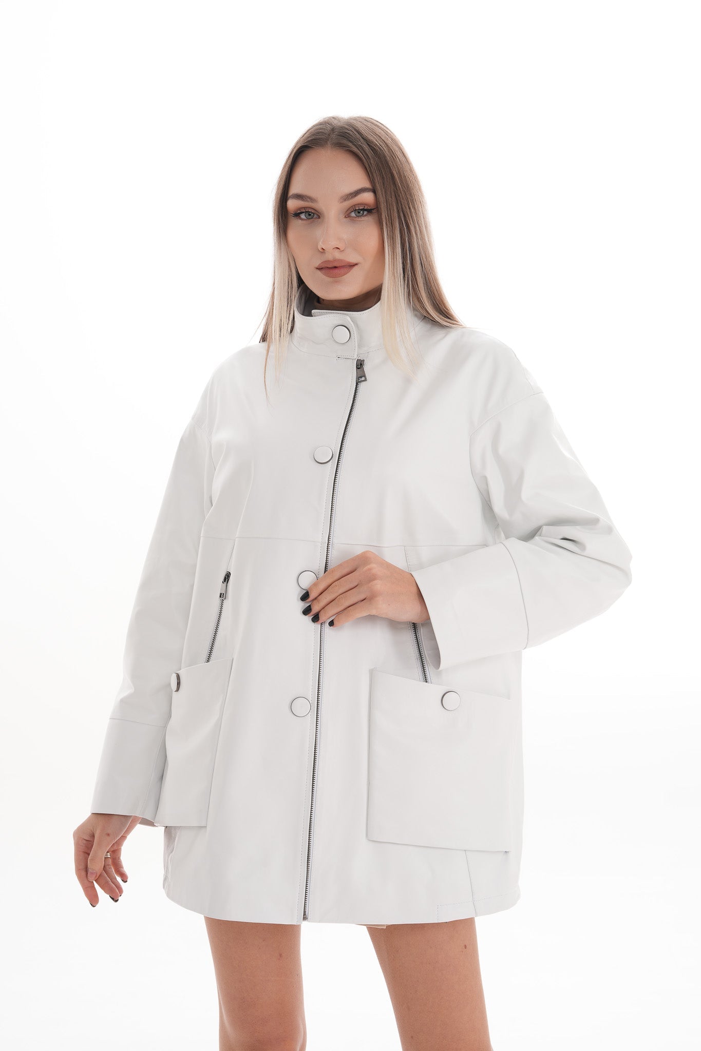 The Liora White Leather Jacket