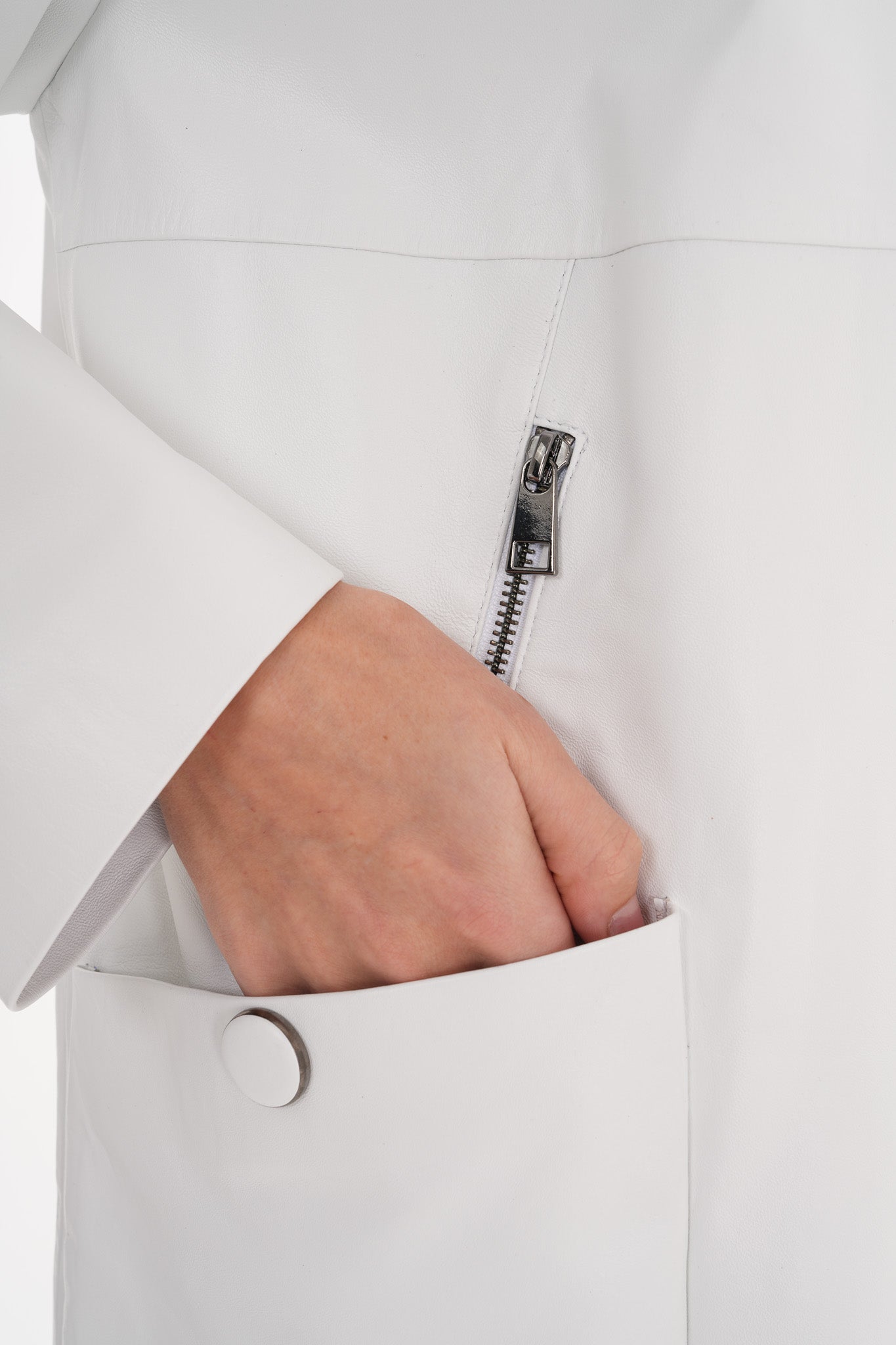 The Liora White Leather Jacket